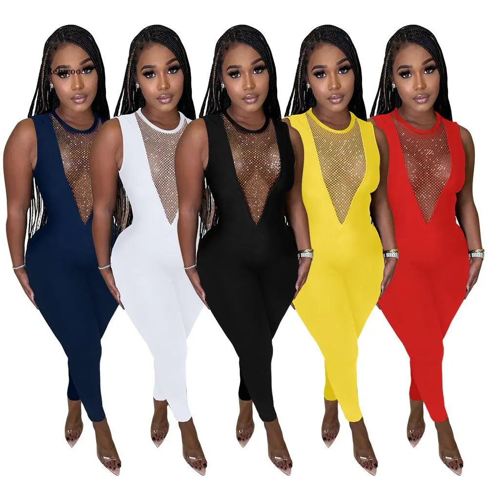 

2022 Pure Color Zipper Sleeveless Round Neck Jumpsuits Fashion Women New Sexy Street Lady Jumpsuits Women Long Pants