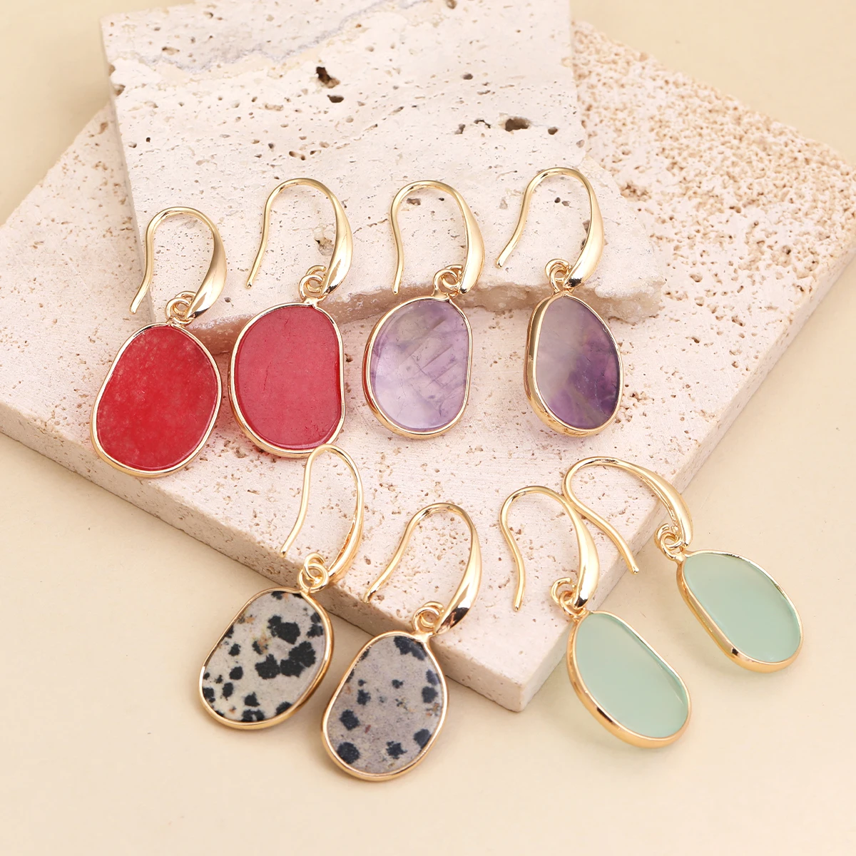 

Women's Earrings Natural Gemstone Amethyst Green Dongling Fashionable Simple Elegant Women's Earrings Exquisite Jewelry Gifts