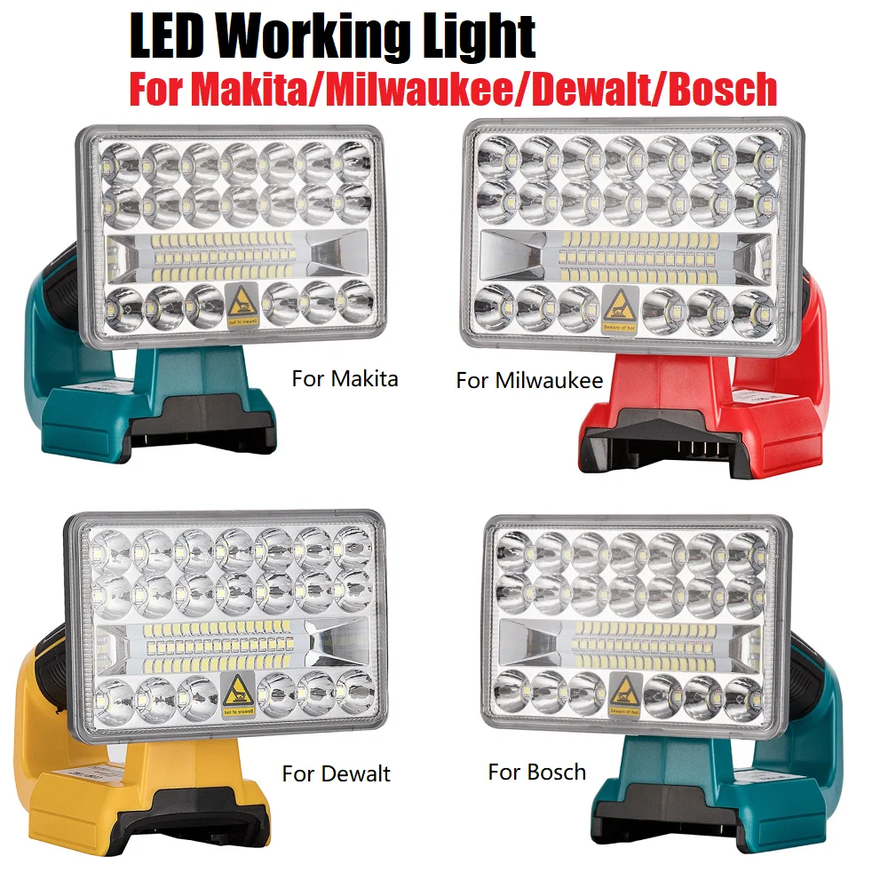 

5 Inch LED Light Li-ion Flashlight With USB For Makita/Dewalt DCB200/Bosch/Milwaukee 14.4V-20V Lithium Battery Working Lamp