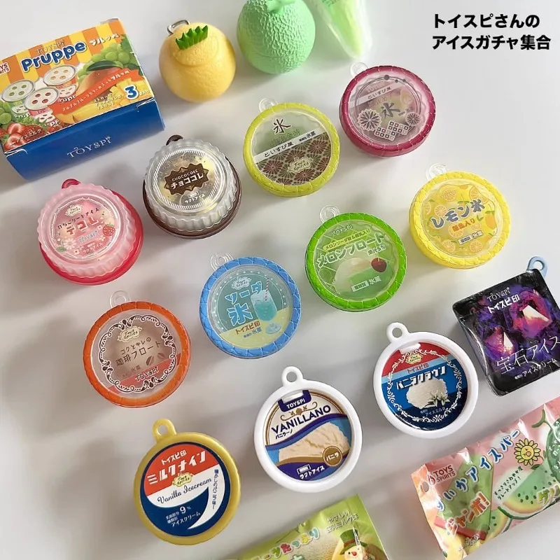 Origineel Speelgoed Geesten Gashapon Schattige Anime Miniatuur Ijskom Fruit Voedsel Model Figuur Sleutelhanger Kawaii Pop Decor Cadeau