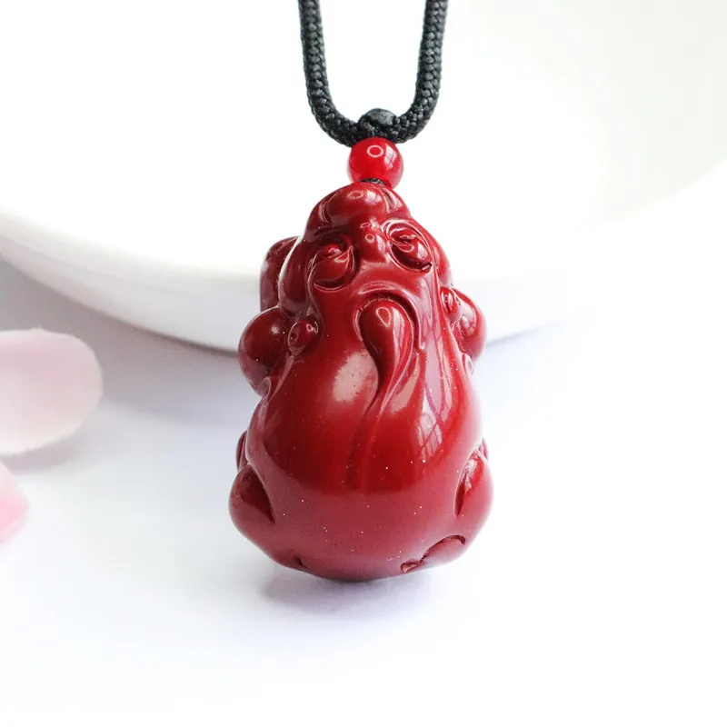 Cinnabar Pi Xiu Pendant Purple Gold Sand Necklace Pendants