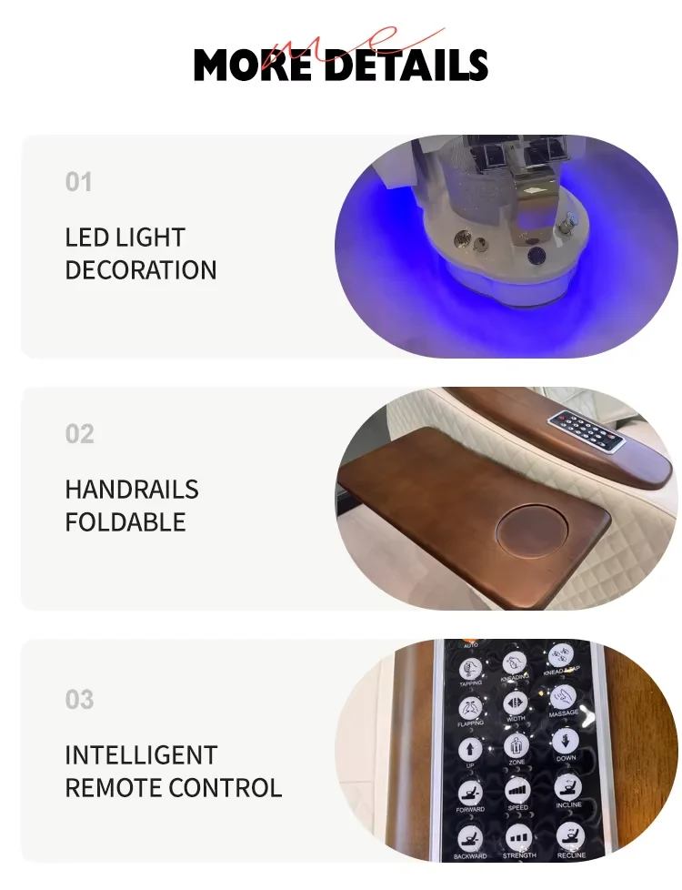 Luxuriöser Elektrischer Fuß-Spa-Massagesessel mit Automatischer Pediküre-Funktion, Modernes Leder-Nagelstudio-Möbelstück mit LED-Beleuchtung, Komfort für Schönheitssalons – Detail 10