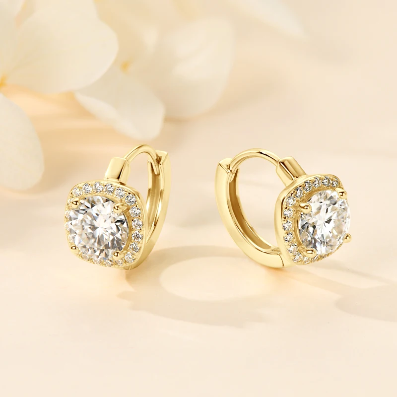 

Сертифицированные серьги-кольца Ehhai GRA круглой огранки 1,0 карата с муассанитом для женщин, серьги из стерлингового серебра S925, ювелирные изделия, подарок Pendientes