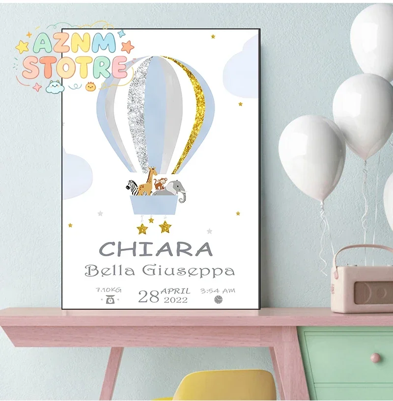 HD Print  Name Birth Poster for Girl Nursery Canvas Painting Artwork Wall Art Picture Mother Room Decor Baby Shower Gif