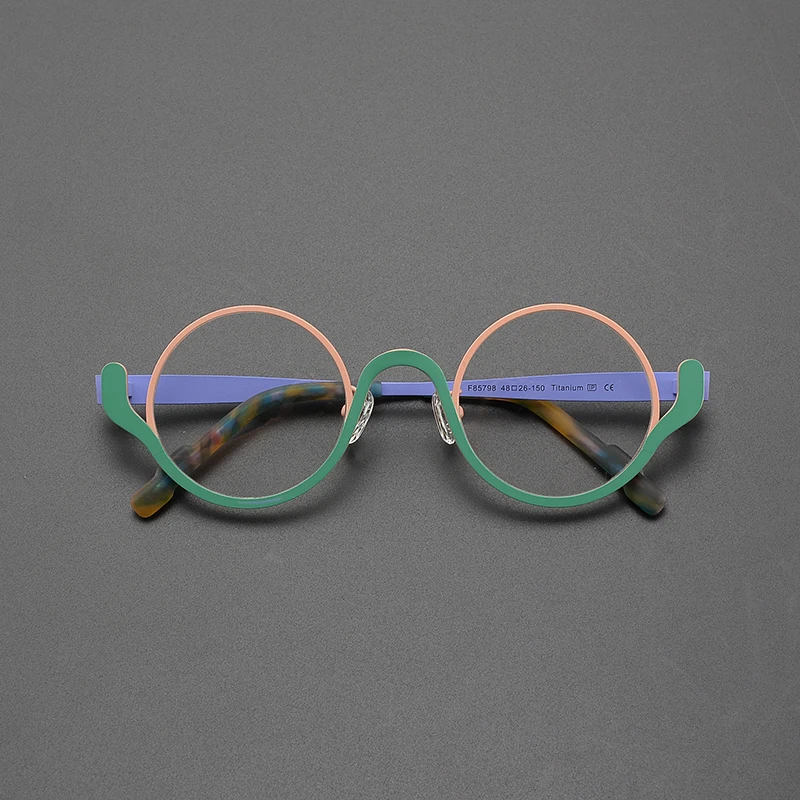 Ultralight titanium round frames Men\'s and women\'s luxury brand personalized optical frames formula prescription glasses