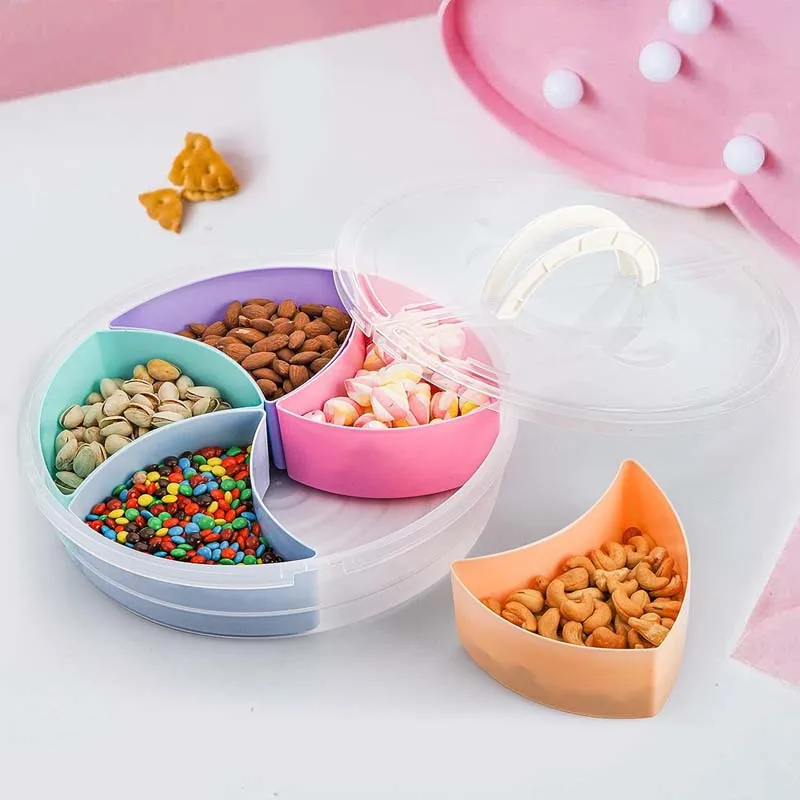 Multi-function Food Storage Tray with Lid Food Containers Tray To Keep for Nuts and Candy Dried Fruit Snack Plate Serving Platte