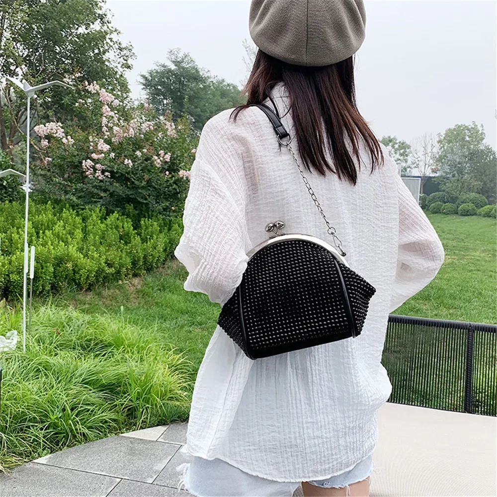 Fashion Chain Small Shoulder Bags for Women Flap PU Leather Shell Wrap Luxury Diamonds Crossbody Bag Designer Handbag and Purses