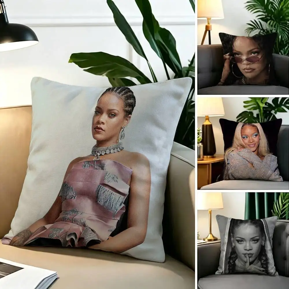 R-Rihanna S-Singer  Square Double-Sided printed Pillow Case Bedroom Bedside Pillow Sofa Cushion Cover