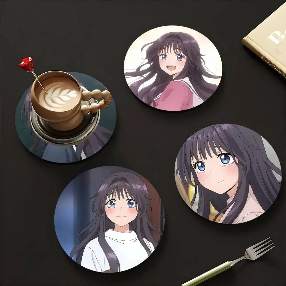 1pc Kaoruko Waguri Anime characters Wooden Coaster Colour Printing Cup Mat Home Desk Decoration Gifts