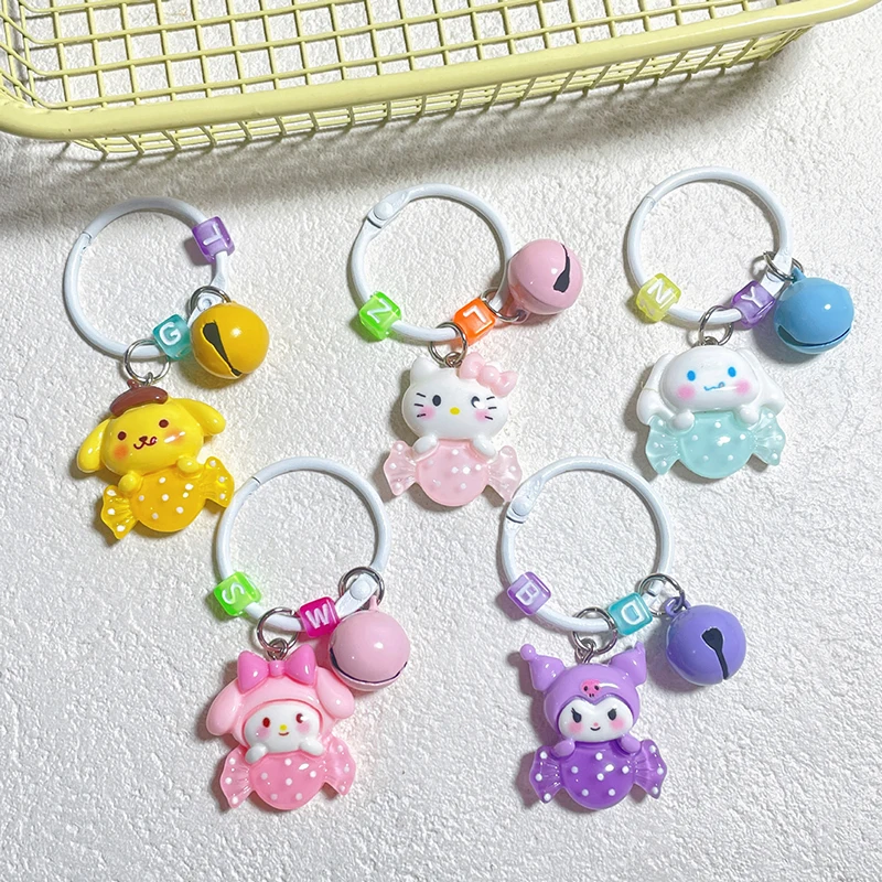 1PC Luminous Candy Sanrio Keychain Anime Kawaii Hello Kitty Melody Keyring Cartoon Bag Pendant DIY Accessories