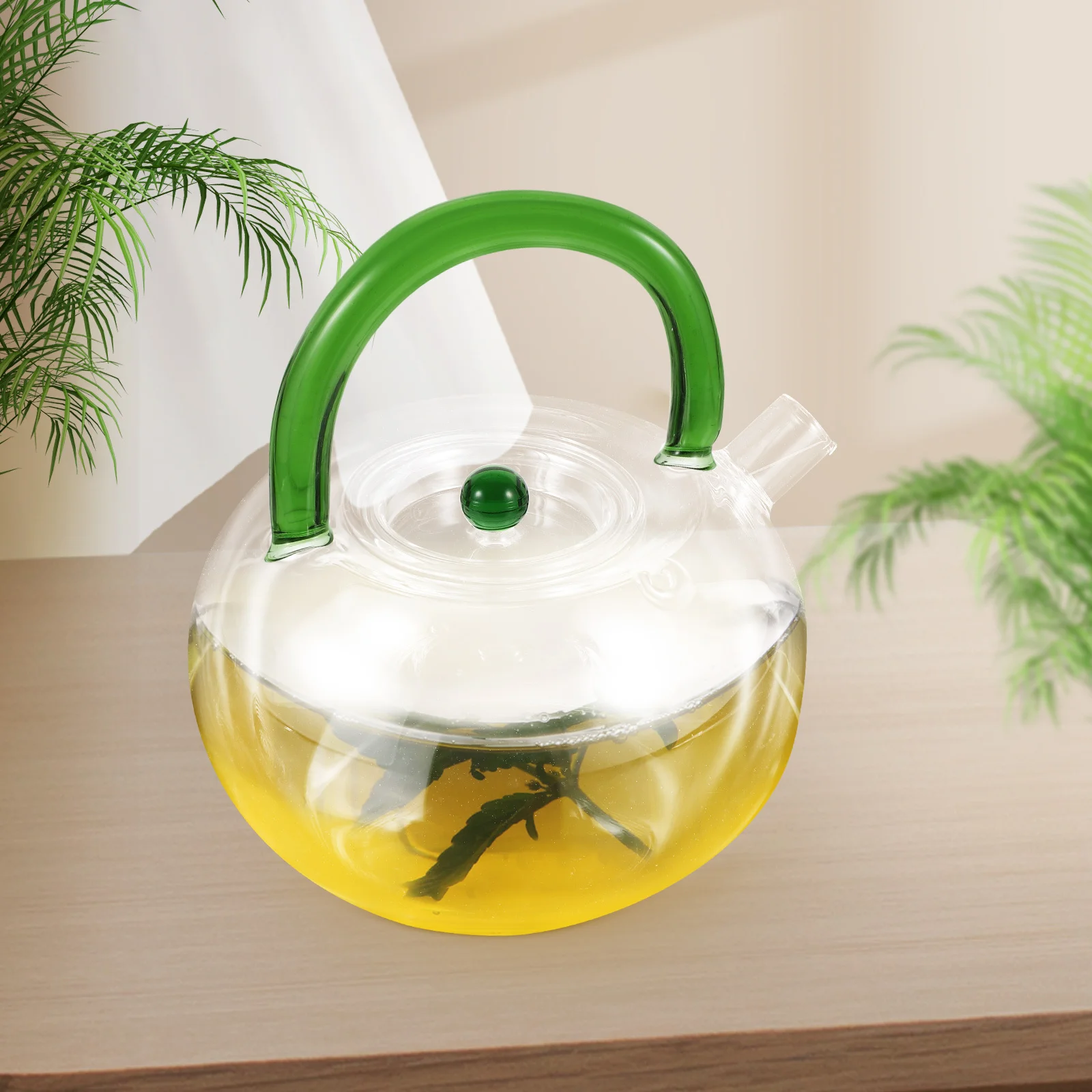 

Glass Teapot for Loose Leaf Tea Blooming Flower Herbal and Fruit Infusion Heat Resistant Small Kettle Suitable Home Office Use