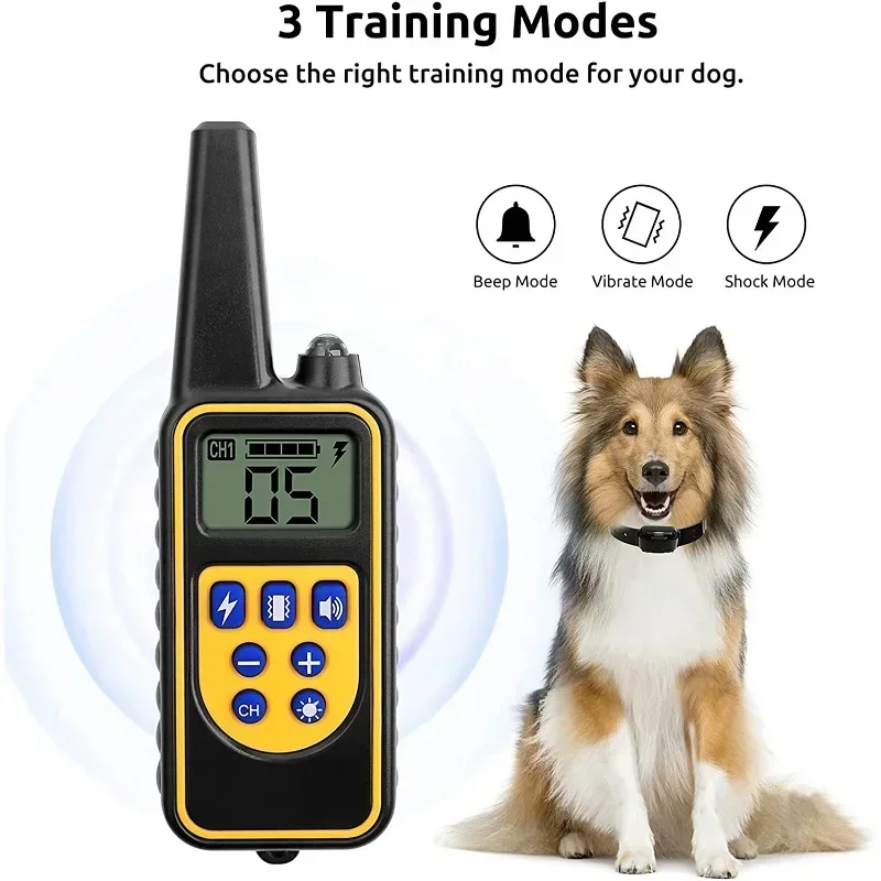 ที่ขายดีที่สุดกันน้ําแบบชาร์จสุนัขปลอกคอสุนัขระยะไกลพร้อมโหมดการฝึกอบรม 3 โหมด