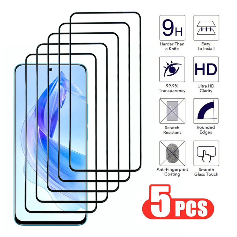 5Pcs 100D Full cover Screen Protector For Honor 50 70 90 Lite X9 5G Tempered Glass for Honor 50 SE 80 GT Transparent glass Film