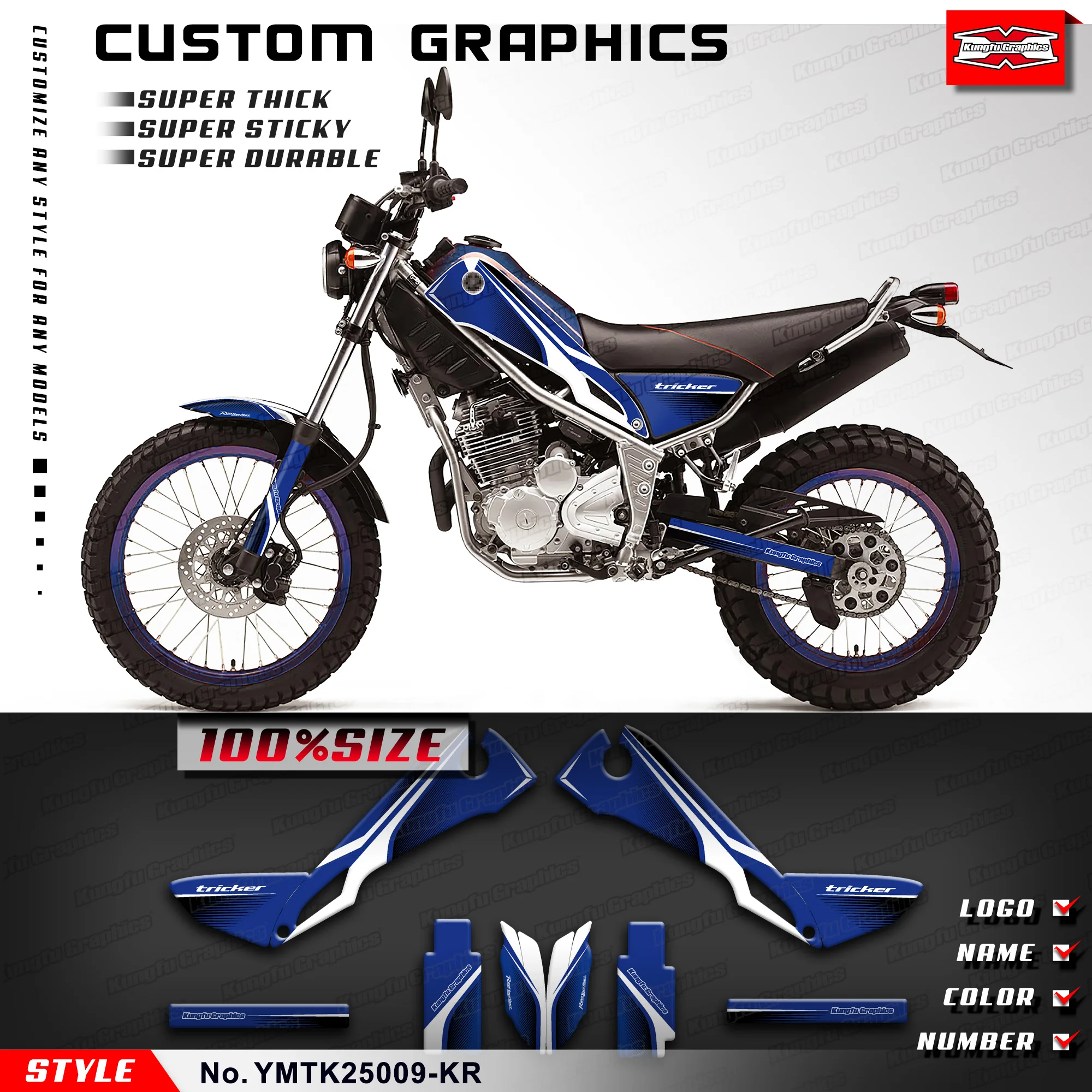 KUNGFU GRAPHICS Adhesive Sticker Glossy Laminate for Yamaha Tricker 250, YMTK25009-KR