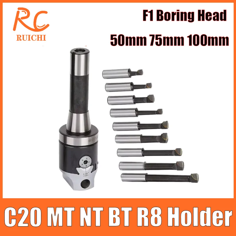 F1 Boring Head 50mm 75mm 100mm CNC Lathe Rough Boring Processing Paired with BT30 BT40 NT30 NT40 C20 C25 R8 MT2 MT3 MT4
