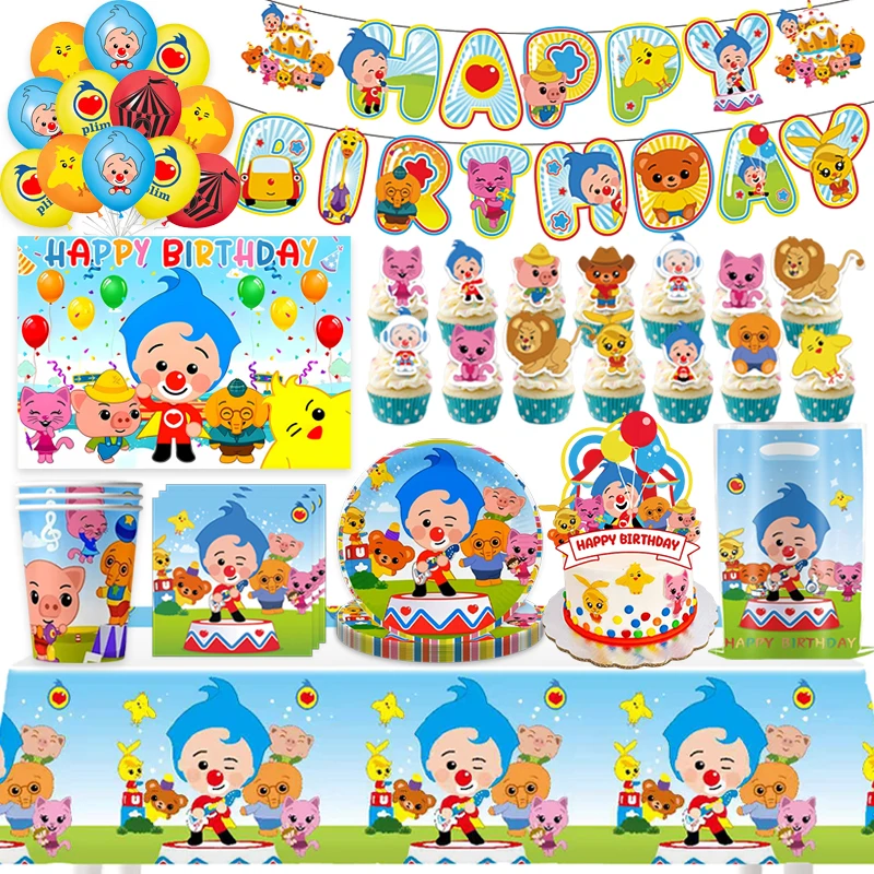 Suministros para Fiesta de Cumpleaños de Payaso de Circo, Decoración para Fiesta de Carnaval, Kit de Globos, Bolsas de Regalo, Platos, Vasos, Etiquetas para Botellas, Recuerdos para Baby Shower Infantil