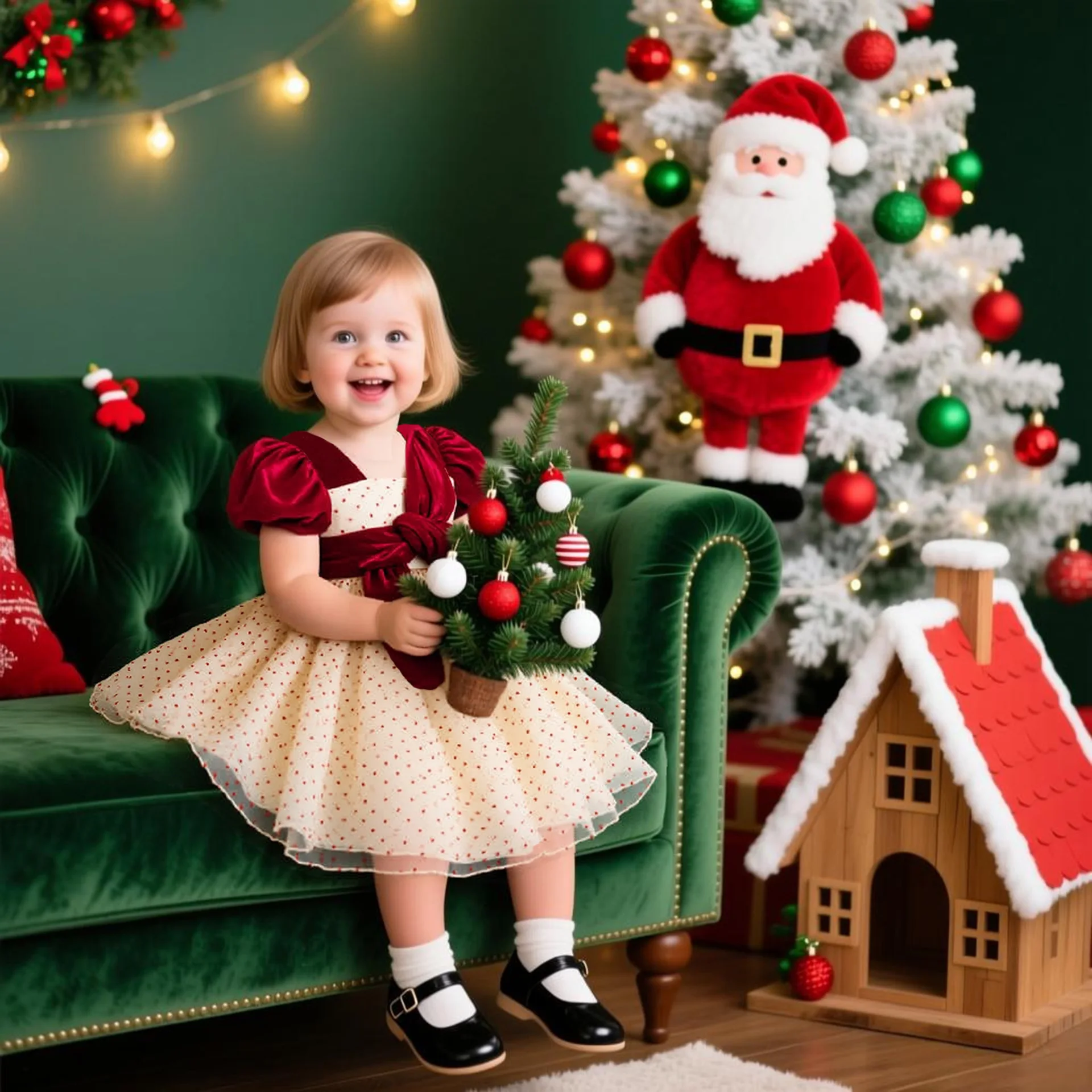 

Infant Girls' Party Dresses Clothing Kids Polka Dot Puffy Princess Skirts Children's Birthday Banquets and New Year Gatherings