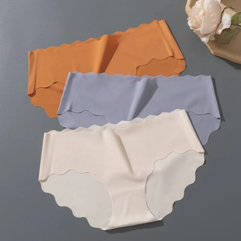 Lingerie Ice Silk Anti-embarrassment Briefs Underwear Women Ultra Thin Ice Silk Panties Mid Waist Seamless Briefs Women