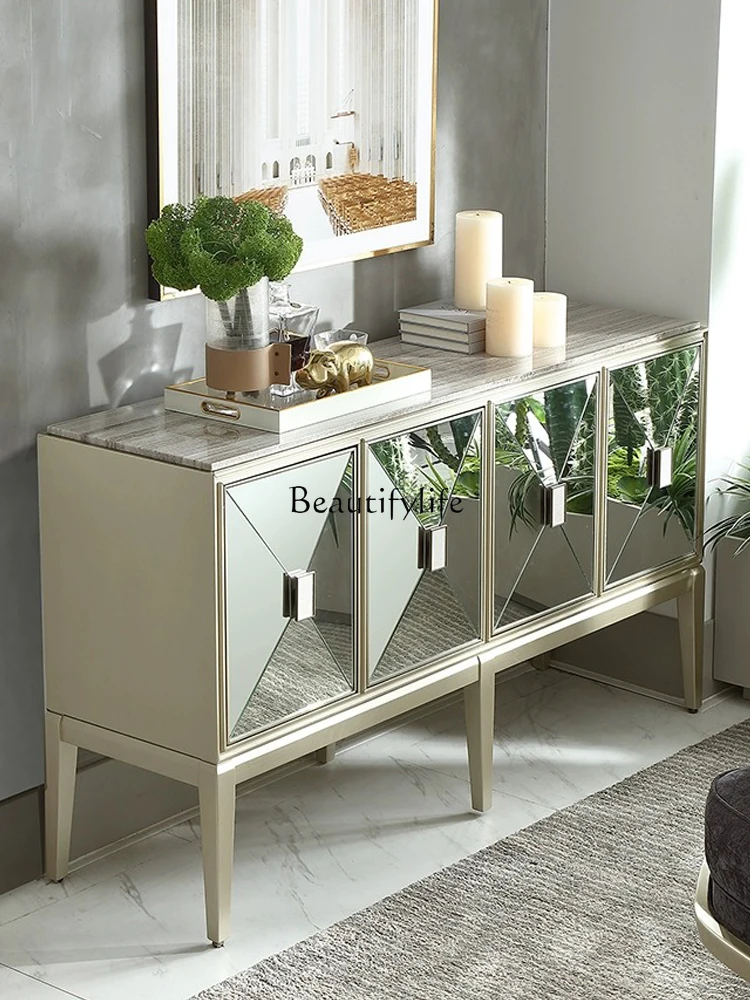 

04Light luxury American entrance dining side cabinet living room decorative storage cabinet