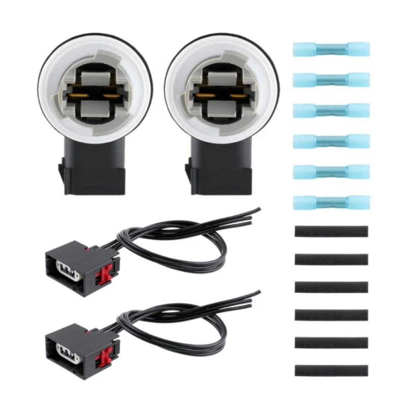 Front Light Socket Repair with Wire Leads, 2 Replacement Sockets, 6 Butt Splices and Heat Shrink Tubes for Service