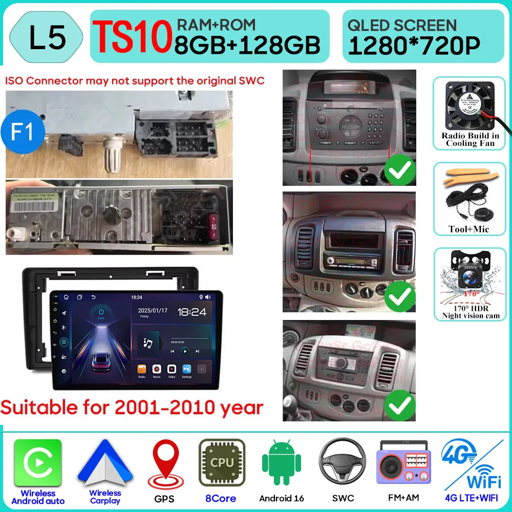 Autoradio Android 16 Voor Renault Trafic 2 Voor Opel Vivaro EEN Voor Nissan primastar 2001-2014 GPS Navigatie Carplay Android Auto