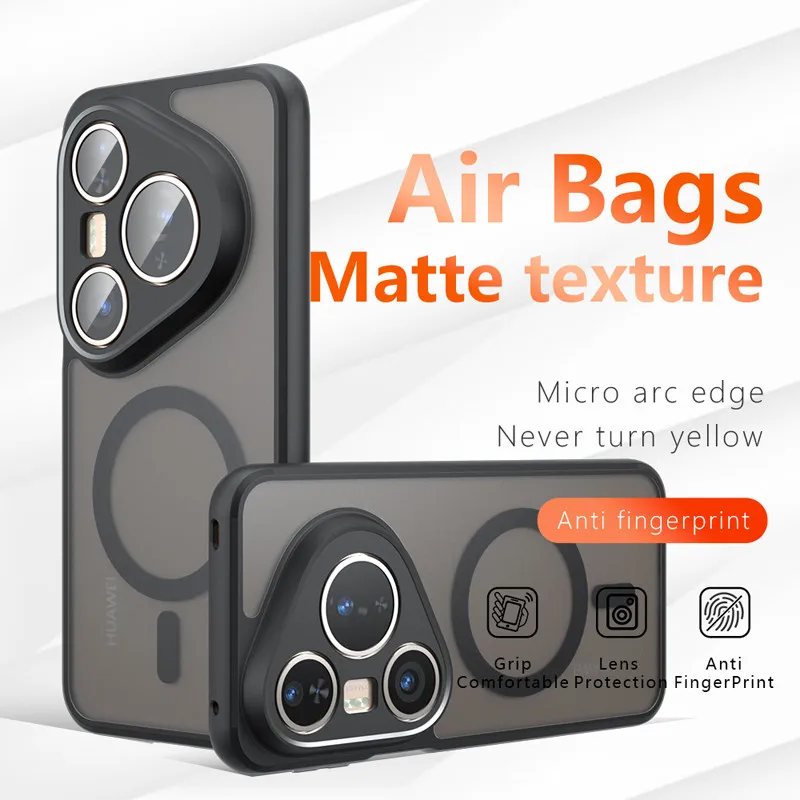 

For Huawei Pura 80, 80 Pro,80 Pro+, 80 Ultra Magnetic Case ELVEV Anti-drop Airbags TPU Hard PC Skin-feeling Suction Phone Cover