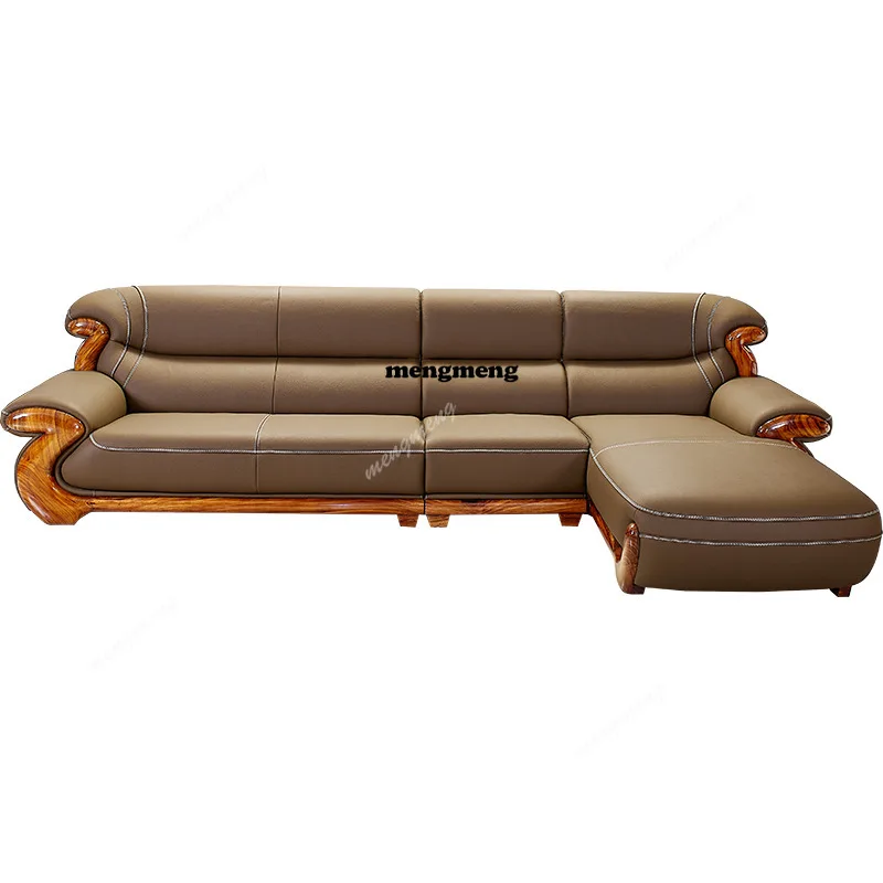 Modern new Chinese ebony sofa leather corner princess combination high-end first-layer cowhide