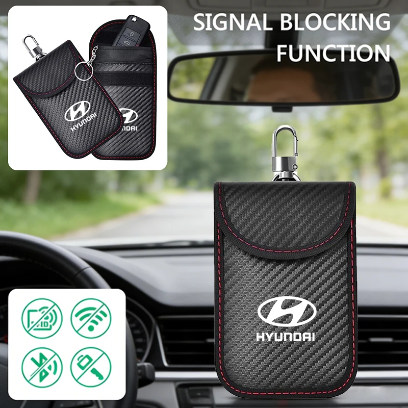 Car Key Case Signal Blocker Bag RFID Shielding Pocket For Hyundai i10 i20 Tucson Accent Elantra Santa fe Sonata Auto Accessories - view 2