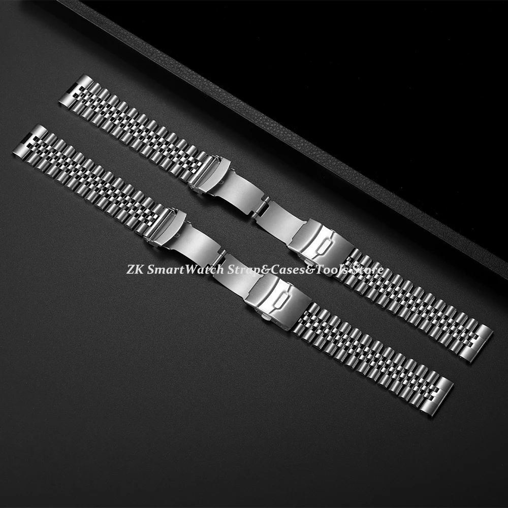 Solid Stainless Steel Watch Bracelet for Jubilee for Seiko SKX007/009 Silver Metal Watch Band 18mm 20mm 22mm Folding Clasp Strap