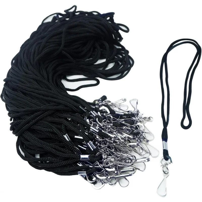 

100 Pack Badge Lanyards, for ID Badges, Black Lanyard Badge Holder Office Business Card Lanyards Key Lanyards Students ID Card