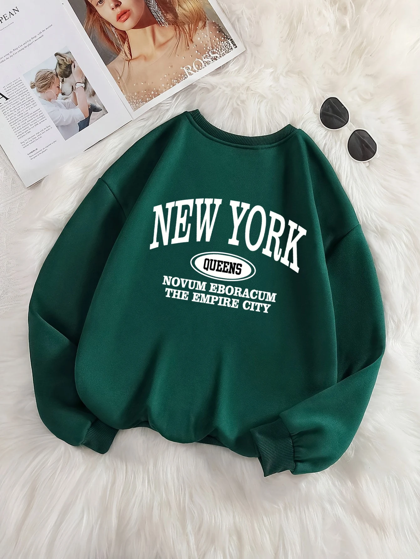 New York Fashion letter print sweatshirt crew neck casual sweatshirt for winter & fall women\'s clothing