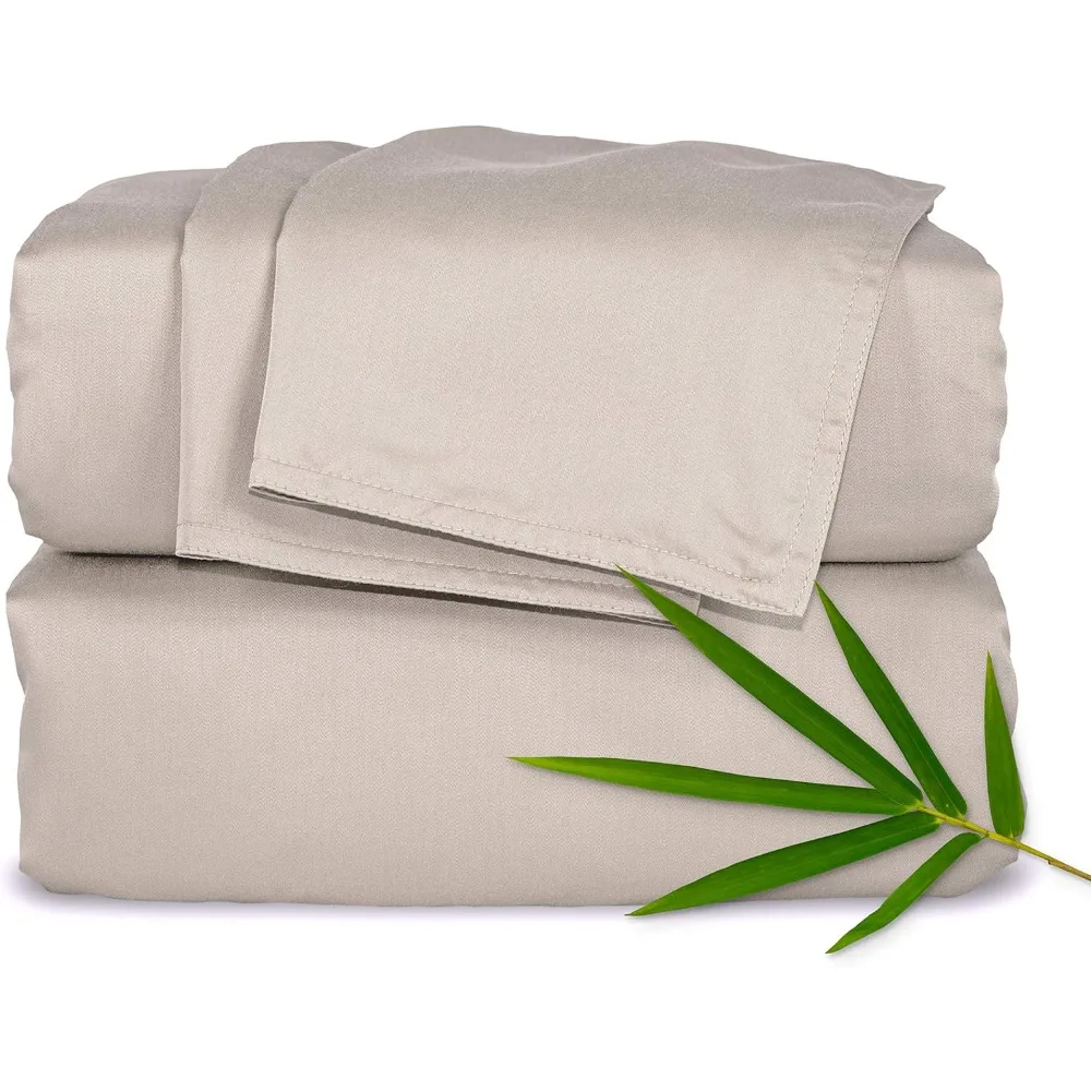 

Genuine 100% Organic Viscose Derived from Bamboo Bed Sheet Set, Luxuriously Soft & Cooling, Double S