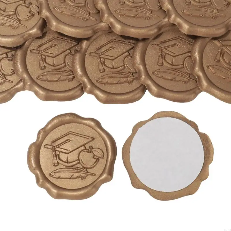 62KD 10 Pcs Graduation Wax Seal Sticker Graduation Caps Envelope Seal Sticker