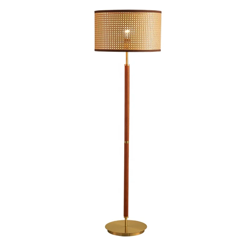 Traditional Rattan Art Retro Living Room Bedroom Bedside Floor Lamp Zen Tea Room Rattan Woven Decorative Table Lamp