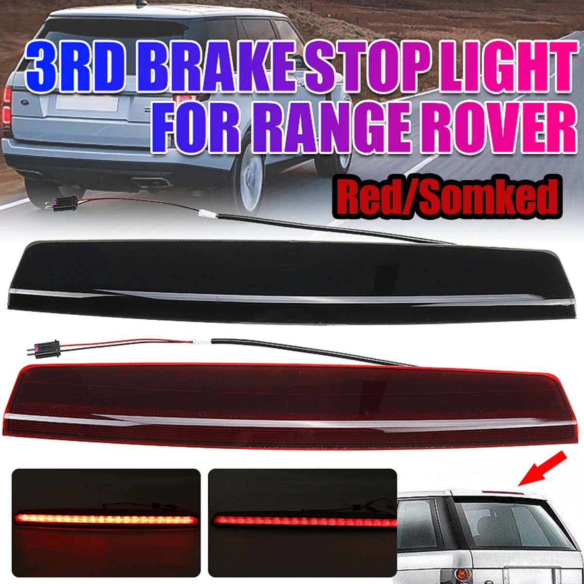 Red/Smke LED Car High Mounted 3rd Third Brake Light Tail Light Stop Lamp XFG000040 For Range Rover L322 2004-2012 Rear Tail Lamp