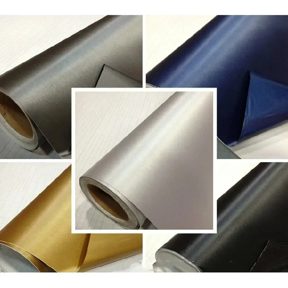 2PCS 50*150CM Car Brushed Body Film Interior Vinyl Wrap Paper Stickers Styling PVC Black Gold