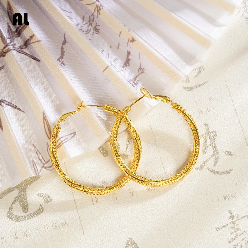 Alluvial Gold Particle Fashion Niche Personality Temperament Personality Copper Gilded Long-lasting Earrings Jewelry Accessories