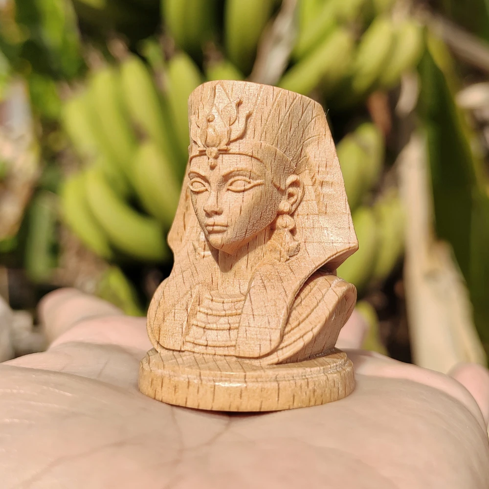 1.8 Inch Hand-Carved Wooden Pharaoh Figurine, Folk Style, Artistic Style, Suitable for Party Decorations, Christmas Decorations, Creative Desktop Ornaments, Bedroom, Birthday Gifts, Study Room, Back-To-School Season Gifts