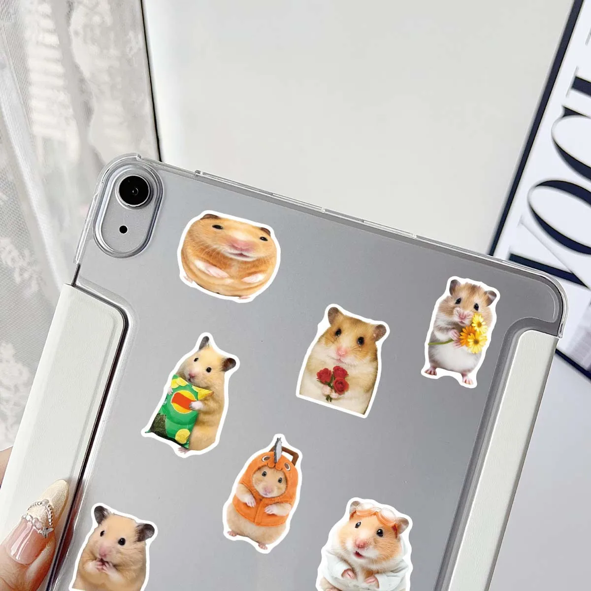 50 Stück Heilender Tier-Sticker-Stil: Lustige Hamster-Meme-Aufkleber für DIY-Gepäck, Telefon, Gitarre, Scrapbook – Wasserdichte Aufkleber für Kinder – Detail 7