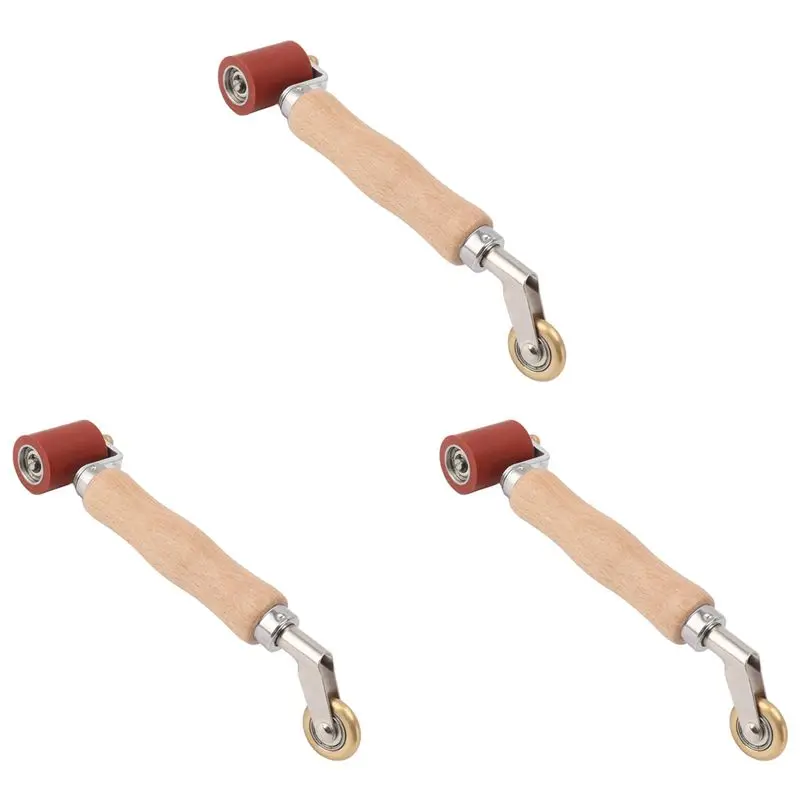 

SEWS-3Pcs 40Mm Wallpaper Roller Seam Roller Steel, Wood Handle Silicone Seam Roller Dual Use Brass Wheel For PVC Welding A