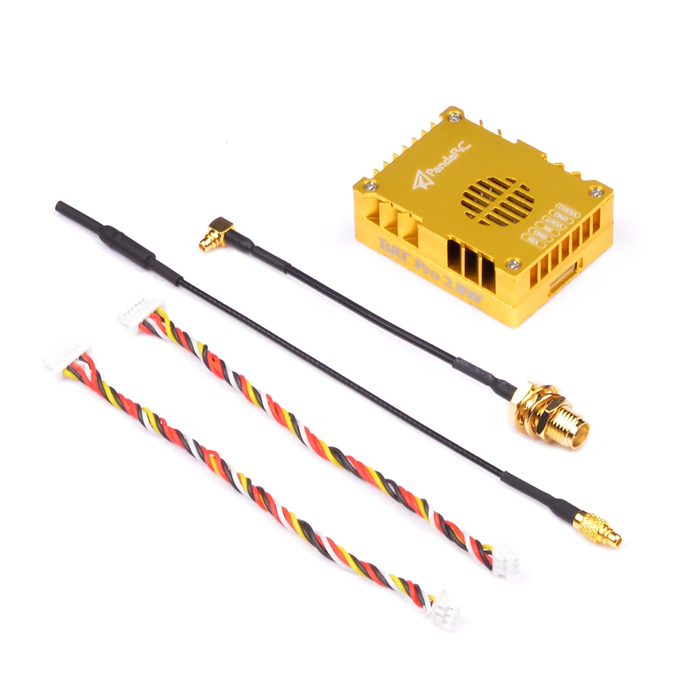 

PandaRC BAT Pro 2.8W FPV VTX 5.8G 2800mW Adjustable Video Transmitter 64CH 6-36V MMCX 20x20mm Mount For Drones