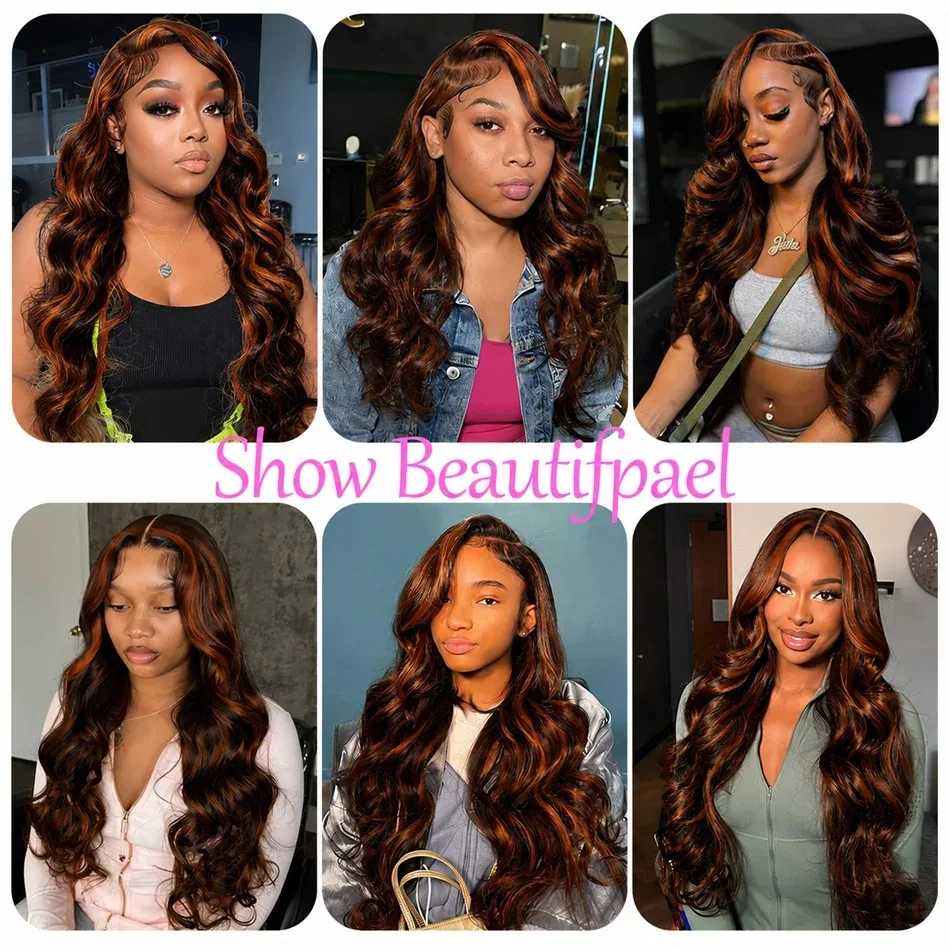 250% 13X6 HD Lace Brazilian 32 Inch Ombre Highlight 13x4 Lace Front Wig Human Hair 1B/4 Black Brown Body Wave Wigs For Women 4X4 5X5 Glueless Wig Human Hair view 7