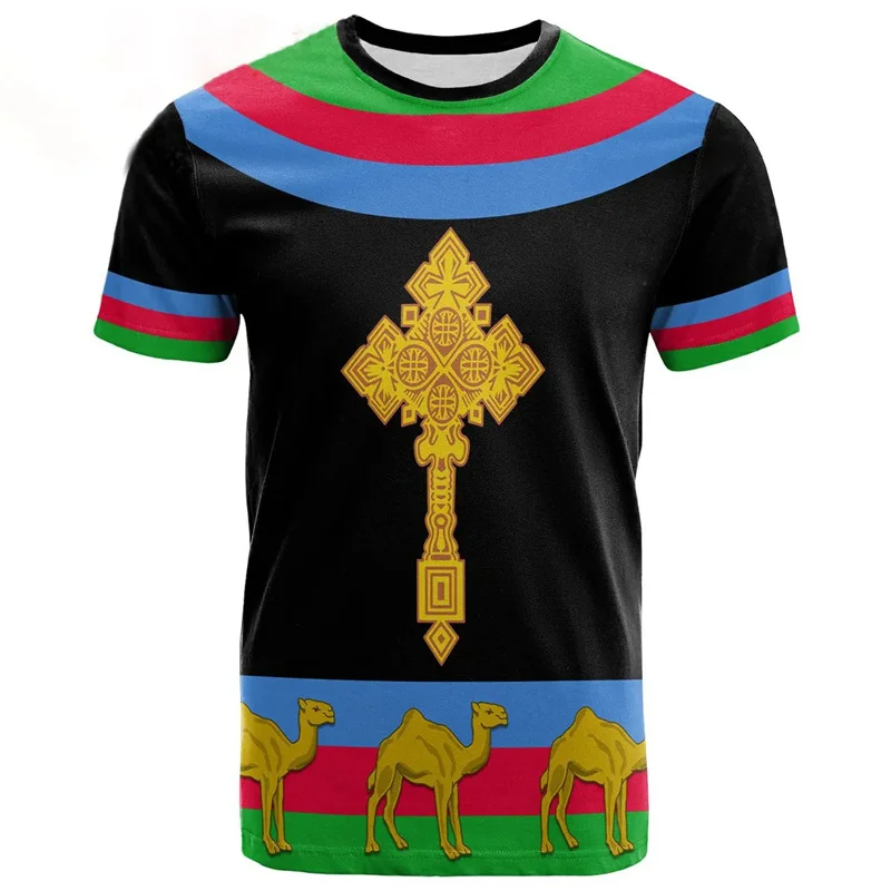 Men\'s T-Shirts Africa Country Eritrea Flag Print Men Women Ethnic Tribe Harajuku Y2k Short Sleeves Streetwear Gym Top Tees