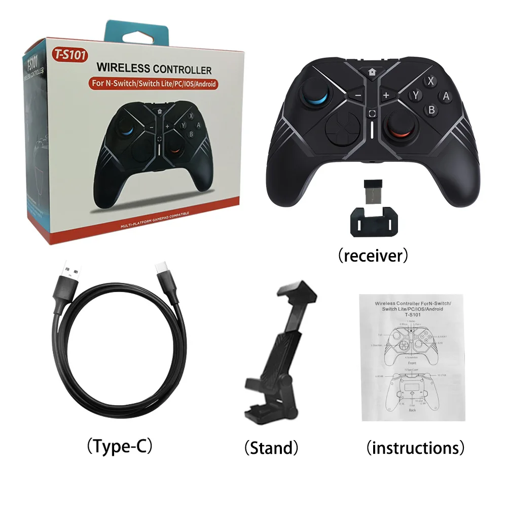 Mando de juego inalámbrico 2,4G, Joystick con botones traseros para Switch/Lite/Android/iOS/ PC