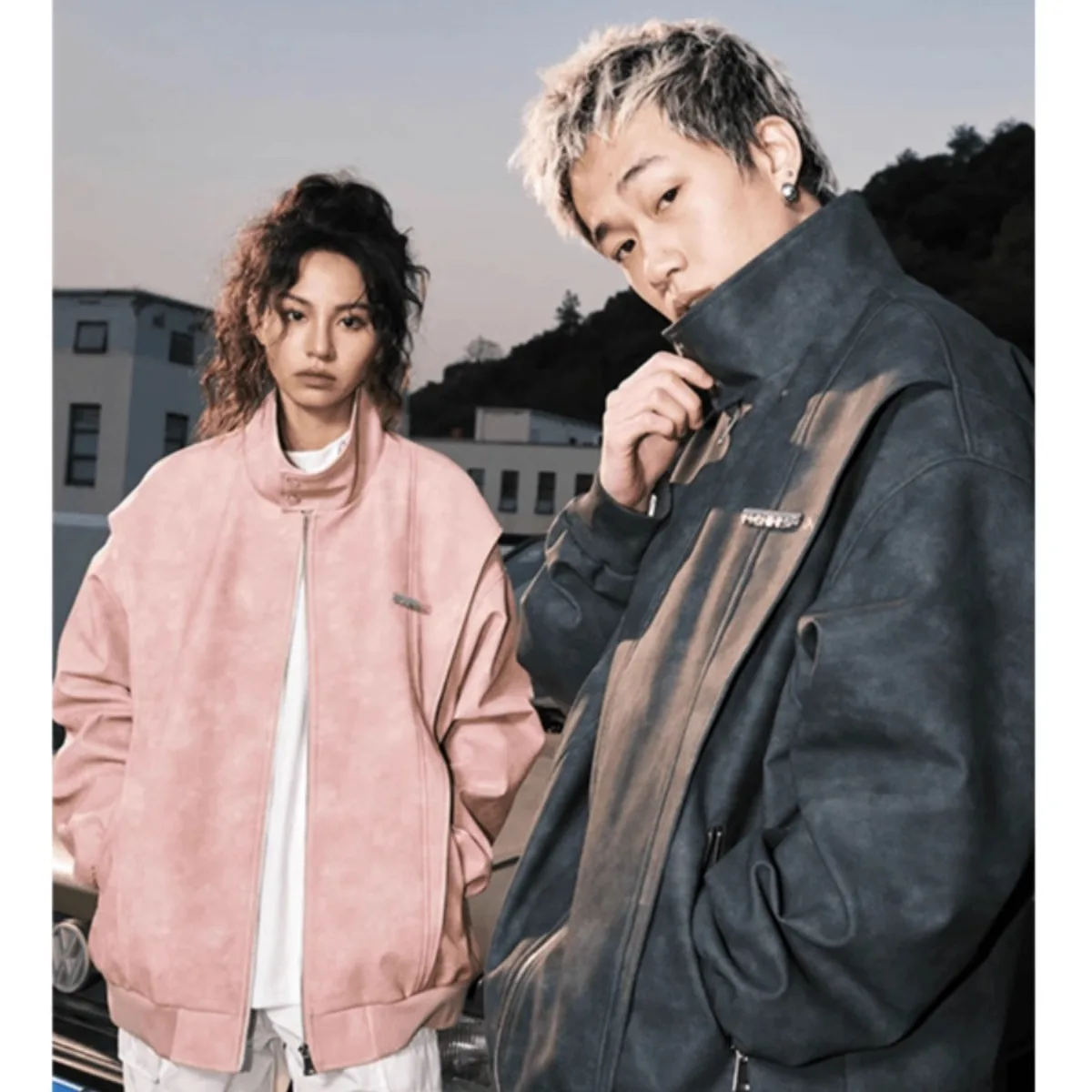 

Куртка-косуха свободного кроя с вышивкой High Energy, воротник-бомбер, осенне-зимняя, от модного бренда, верхняя одежда