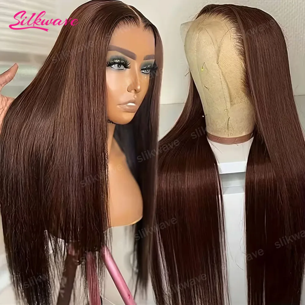 

200 Density Chocolate Brown Straight Human Hair Wigs Pre Plucked Pre Bleached 13x6 Hd Lace Frontal Wigs Brazilian Colored Wigs