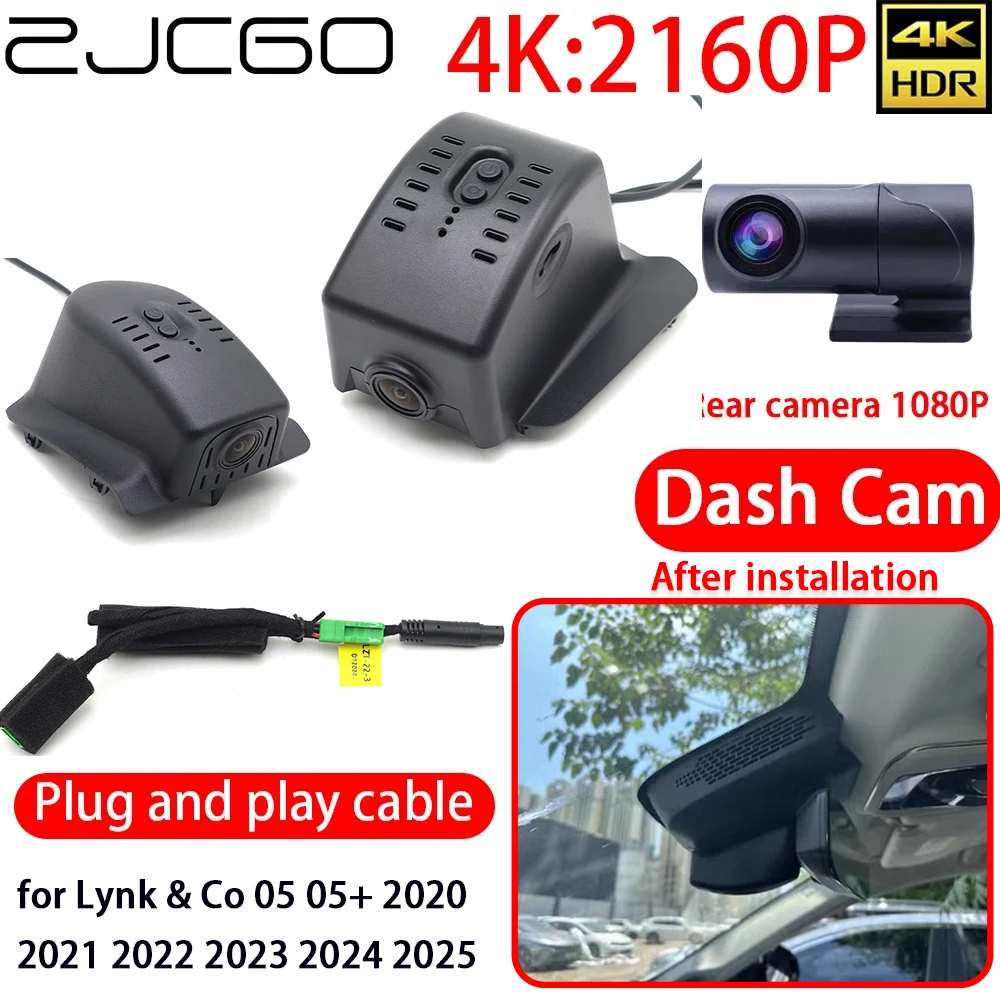 

ZJCGO Car 4K DVR Dash Cam Wifi Sony Lens Front Rear Camera 24h Monitor 2160P for Lynk & Co 05 05+ 2020 2021 2022 2023 2024 2025