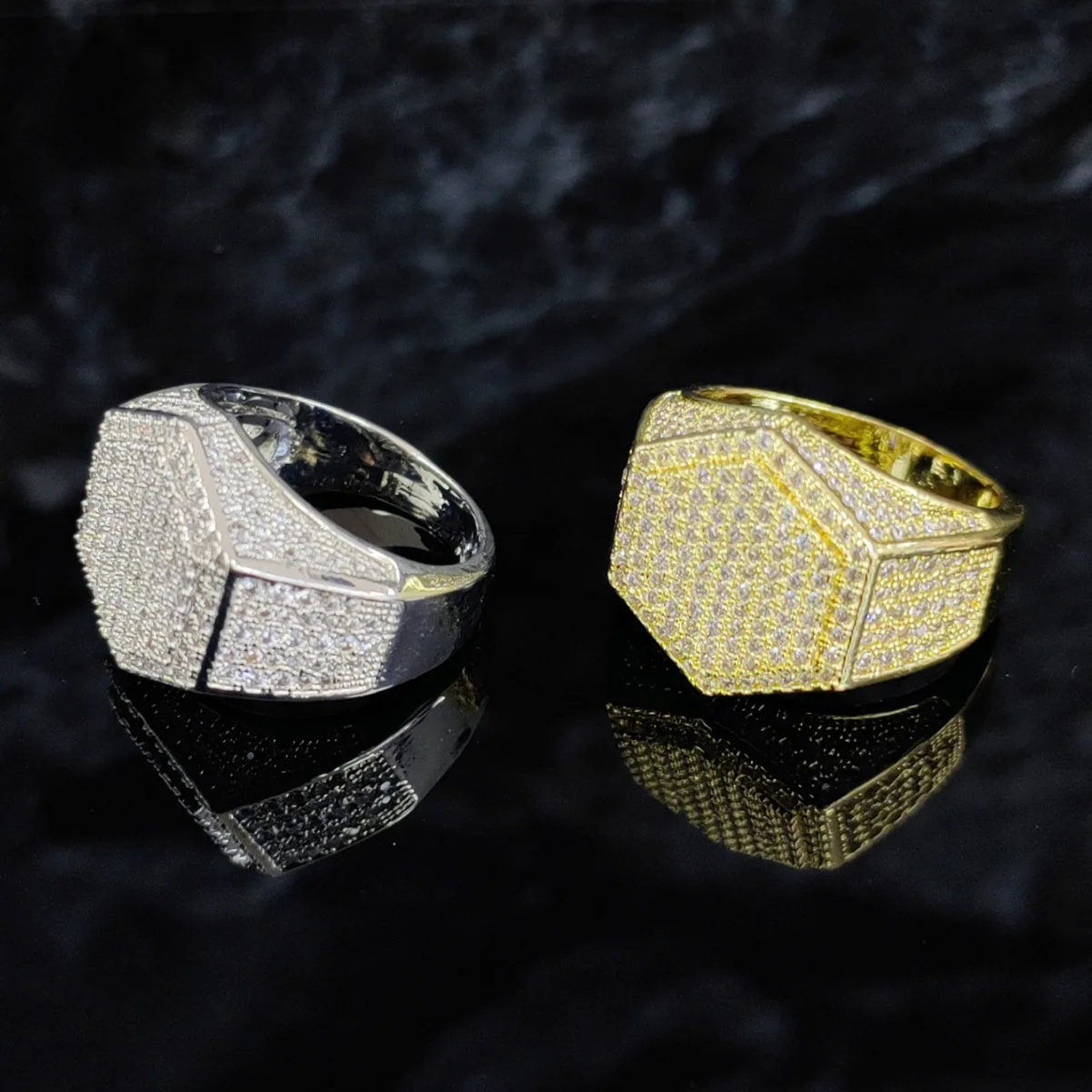 

Hip-Hop Style Trendy Men's Ring Copper Ring Ice Crystal Shiny Pavé Cubic Zirconia Geometric Ring Jewelry