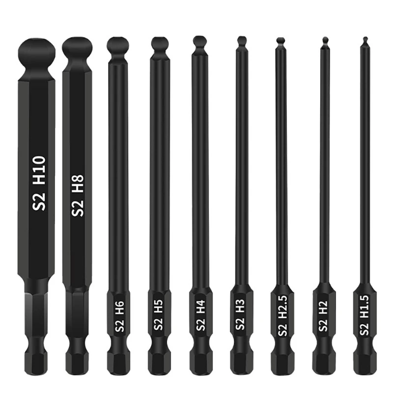 Ball End Hex Cabeça Allen Wrench Broca Grupo Hex Shank Magnetic Metric s2 Aço Chave de Fenda Bits 14 Pcs