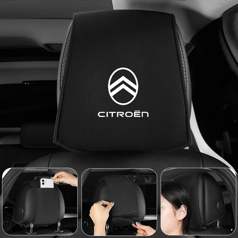 Car Headrest Cover Seat Head Rest Neck Pillow Protector For Citroen C4 C3 C5 C2 Berlingo Celysee Cactus Picasso Aircross Grand